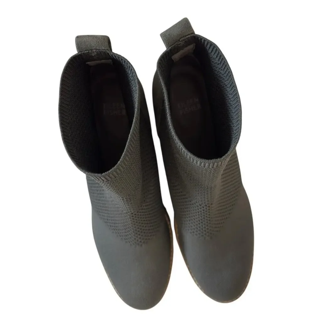 Eileen Fisher London Recycled Stretch Knit Bootie in Gray - Size 11